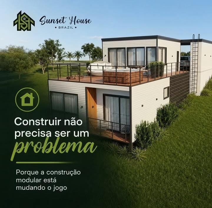 Modular de dois pavimentos com terraço