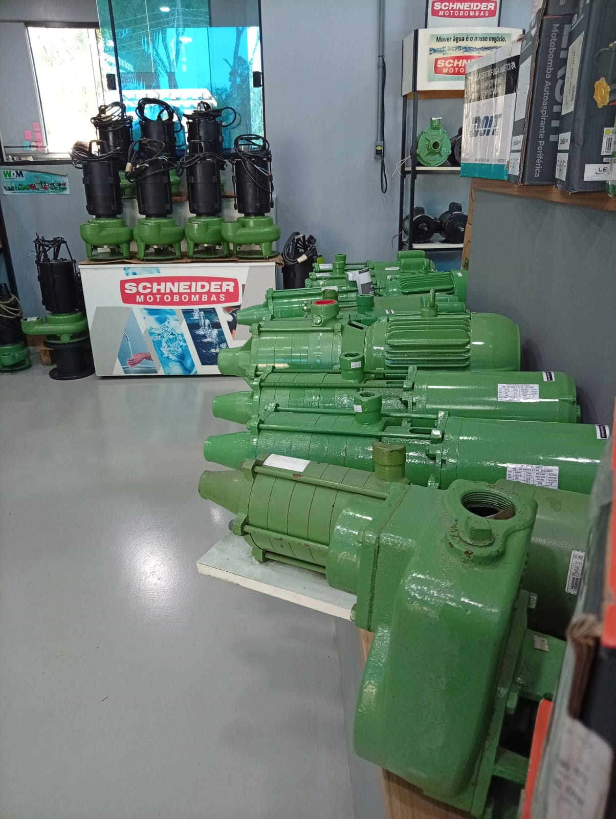 Motobombas Schneider e centrífugas na loja